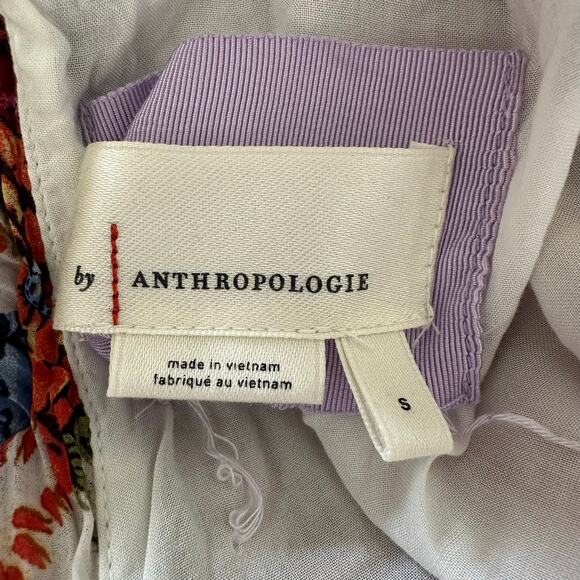 Anthropologie Maeve Shara Pleated Midi Dress Floral Modest | Pink White | SZ S - Picture 11 of 15